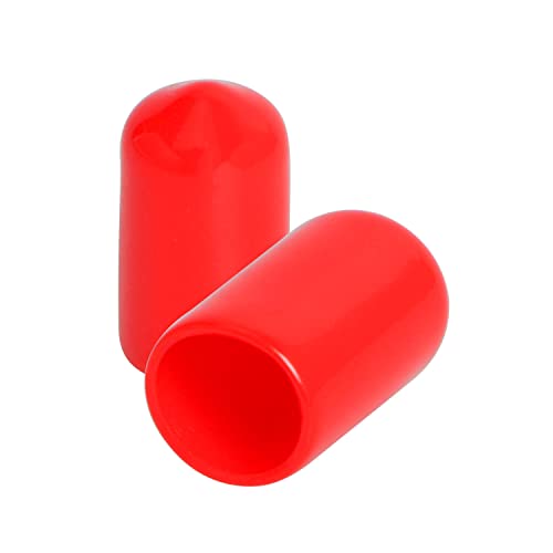 Image of 100PCS ID9.5mm(3 /8 inch) red PVC Rubber end caps, Vinyl Flexible end caps, Round Pipe end caps, Bolt Thread Protector Safety caps