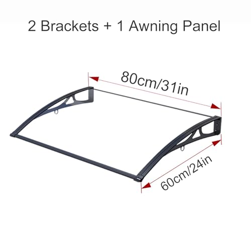 Auvent de porte avec support aluminium solide et toit polycarbonate haute résistance