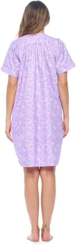 Image of Casual Nights Women's Snap - Front House Dress Short Sleeve Woven Housecoat Duster Lounger Robe with Pockets