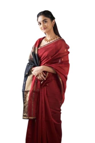 Image of Flosive inchBridal Special Red Banarasi Silk Saree with Rich Golden Zari Work and Unstitched Blouse Piece inch