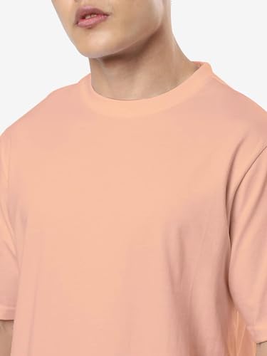 Image of crazymonk Oversized Baggy Fit Drop Shoulder Half Sleeves Round Neck Solid Pure Cotton T-Shirt for Men
