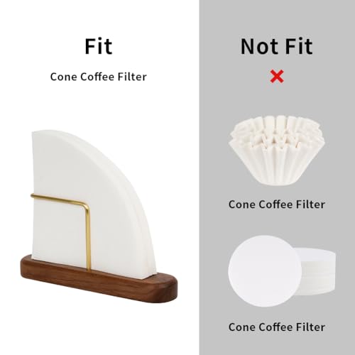 watchget Walnut & Brass Cone Coffee Filter Holder for #01 and #02 Size V60 Cone Paper Coffee Filters - Image 3
