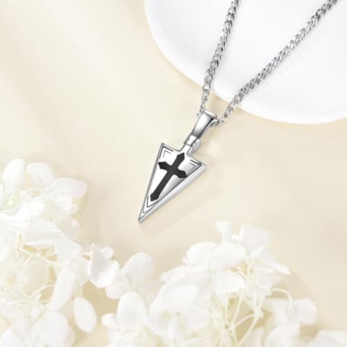 LUHE Cross Necklace for Men Sterling Silver Cross Pendant Necklace Religious Jewelry Christian Gifts - Image 3