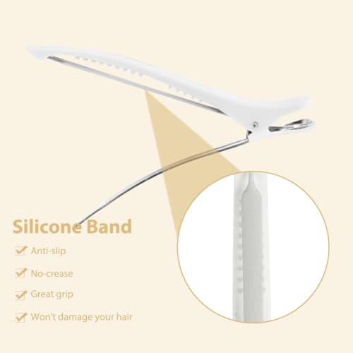 LOPHE 8 PCS Hair Sectioning Clips, Professional No-Trace Plastic Hairdresser Clips with Silicone Band - Image 3