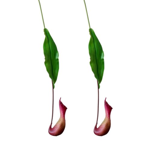 Shirfloral 2Pcs Fake Asian Pitcher Plant Artificial Nepenthes Faux Hanging Venus Flytrap Plants...
