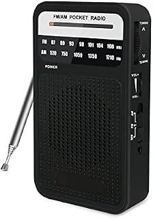 SUPRBIRD Portable Radio 2AA Battery Operated AM FM Radio with Loud Speaker & Headphone Jack,Long Range Reception,Pocket Radios for Indoor,Outdoor & Emergency Use (Black)