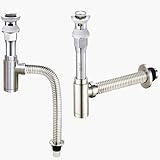 HTDAK Stainless Steel Round Bottle P-Trap Bathroom Sink Plumbing Replacement Bathroom Sink Drain Kit...