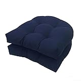 Juego de 2 cojines de ratán en forma de U para sillas de exterior, interior, terraza, sofá, muebles de jardín, gruesos, cómodos, color azul marino, paquete de 2
