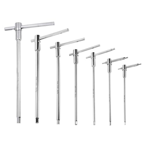 HARFINGTON 7pcs Sliding T-Handle Hex Key Wrench Set 2.5mm-10mm Metric 3-Way Free Sliding Handle Sleeves for Home Repair