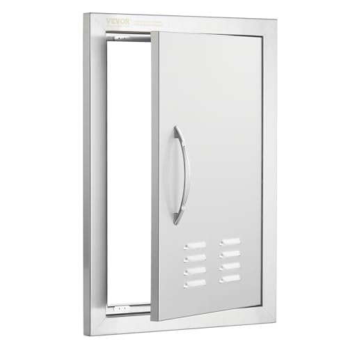 Miniatura 9 de Vevor Puerta De Acceso A Barbacoa Puerta De Cocina Exterior Simple De 356x508 Mm Puerta Empotrada De Acero Inoxidable Con Manija Empotrada Para Isla De Barbacoa, Estación De Parrilla, Armario Exterior