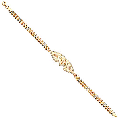 Image of 14k REAL Tri Color Gold 15 Years ID Bracelet - 7.5 inch