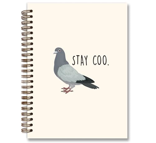 foedor Stay Coo Bird Cool Pigeon Funny Spiral Notebook Journal,Bird Gifts for Bird Lovers Women,Hardcover College Ruled Spiral Notebook 5.5×8.3 Spiral Bound Notebook,College School Supplies