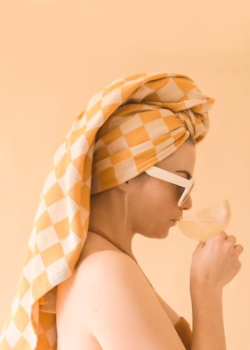 Antfuny GZ-1-01 Checkered Plaid Cotton Turkish Beach Towels Extra Large Sand Proof Soft Absorbent Long Wide Sandless Fast Drying Compact Lounge Chair Towel Cover Packable Repellent Anti Resistant Repels Necessities thumb #5