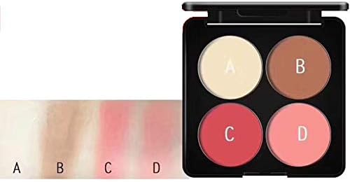 4 Color Fluorescent Bronzer Powder Palette Contour Powder Palette Face Fluorescent Brush Makeup Kit 03