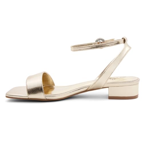 Image of Shoe Land Low Heels for Women 1 Inch Chunky Block Heeled Sandals Square Open Toe Strappy Ankle Strap Dressy Sandals for Wedding Prom Party Office