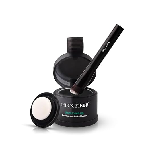 THICK FIBER Root Touch Up Powder - Water & Sweat Resistant Hair Loss Concealer Set for Thinning Hair Women, Includes Brush (Black)