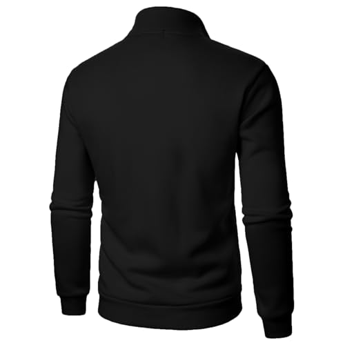 Thatrich Mens Business Casual Sweater Quarter Zip Pullover Sweatshirt Stand Collar Long Sleeve Fleece Sweatshirt Classic Tops3