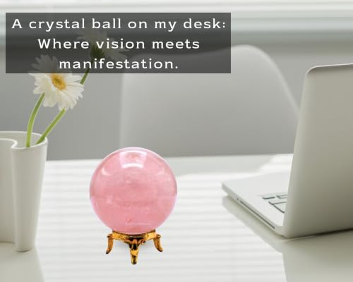 Image of Certified Rose Quartz Crystal Ball for Meditation - Premium Crystal Vastu Items for Home and Feng Shui Items for Good Luck - Ideal for Pooja Supplies and Spiritual Practices (2.5 inch Inch)