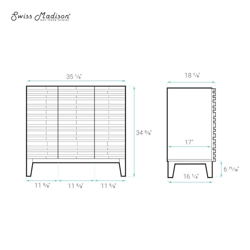Image of Swiss Madison Cascade 36 inch Freestanding Bathroom Vanity Cabinet Without Top in Green Oak