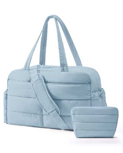 BAGSMART Gym Bag for Women with Toiletry Pouch, Lightweight Weekender Bags for Women with Wet Pocket, 31L Quilted Travel Duffle Carry On Bag, Weekender Overnight Bag for Travel,Water Resistant