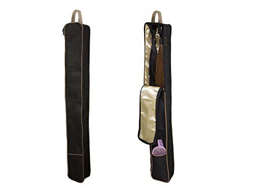 Front Open 2 Horse Tail Extension Carry Bag Case Black