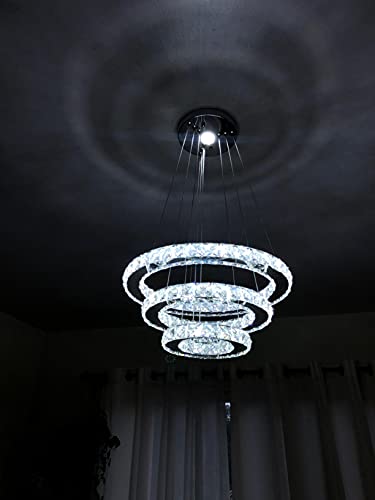 Image of Crystal Chandelier 105, 145, 185 Inch Ring / Chandelier Led Light Fixtures Hanging Ring Foyer Bedroom Pendant Lights (105'' & 145 & 185'' Inch Dia, White)