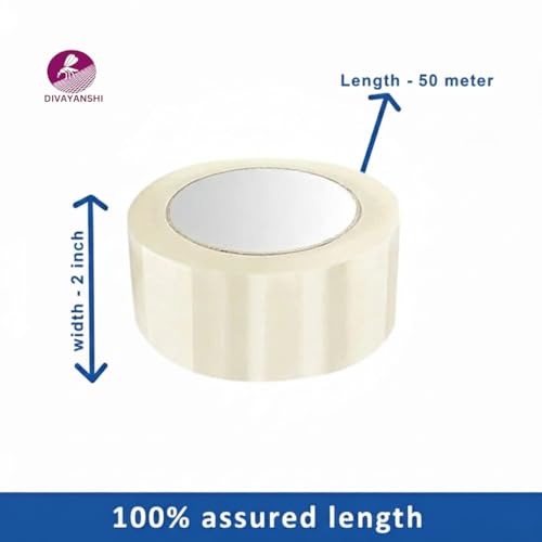 Image of DIVAYANSHI Clear BOPP Packaging Tape | Transparent Adhesive Tape | 48mm x 50 Meter | Pack of 1 | Carton Sealing & Packing