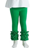 DIPUG Toddler Leggings Cute Kids Pants Girls Legging with Ruffle Trim for Little Child Baby Green 3T-4T