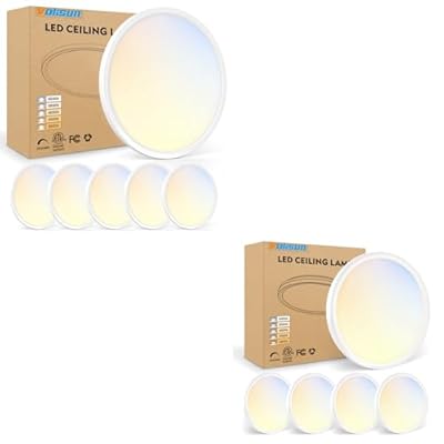 VOLISUN 6PACK 12 Inch + 4PACK 7 Inch 5CCT LED Flush Mount Ceiling Light, Dimmable Ultra-Thin LED Ceiling Light Fixture, 3000K-6500K Selectable, LED Ceiling Lights for Bedroom, Kitchen, Closet and Hal
