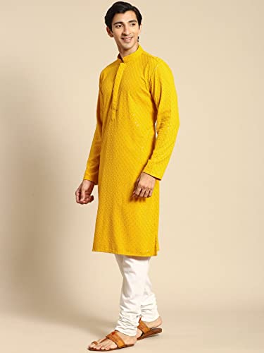 Image of Rajubhai Hargovindas Men Chikankari and Sequin Work Kurta
