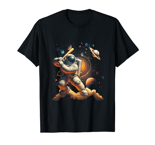 Baseball Novelty Astronaute Funny Baseball Player In Galaxy T-Shirt
