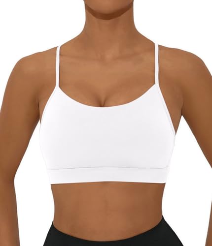 Image of Comper Bray Back Sports Bra for Women Low Impact Racerback Workout Bras Sexy Thin Straps Yoga Bras with Removable Pads
