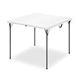 34' Square Folding Table for 4 Person, 330lbs Weight Capacity Foldable Table with HDPE Tabletop & Heavy-Duty Steel Legs, Large Portable Picnic Table for Indoor Outdoor Parties, Camping, White