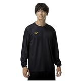 [ミズノ] 現行モデル 長袖 Tシャツ ナビドライ Uネック 吸汗速乾 インナー 肌着 【Amazon限定モデルあり】 32MAC195 ブラック/ゴールド L
