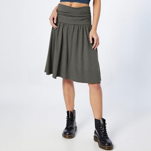 Knee Length Skirts for Women Dressy Casual Stretch Midi Skirts with Pockets Pull On Ruched Elastic Waist Work Skirt2