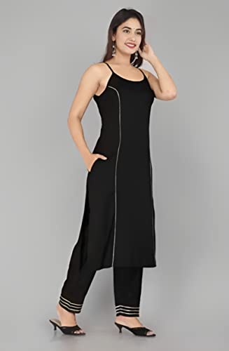 Image of Aziz Textiles Women's Rayon Sleeveless Straight Kurti for Women & Girls