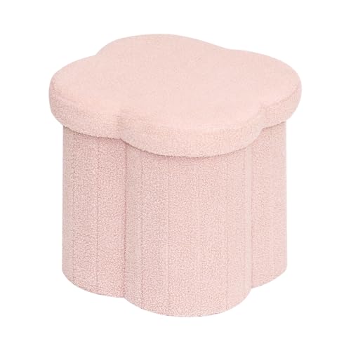 Image of B FSOBEIIALEO Storage Ottoman Cube, 15 inch Flower Shaped Ottomans, Pink