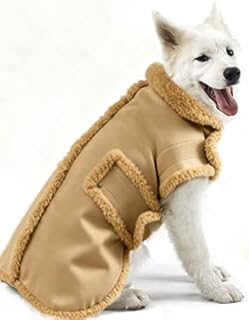 Dog Winter Jacket, Warm Windproof Dog Coat Sweaters for Small Dogs, Thick Apparelf Fleece Coat for Medium Large Dog (Brown Large)