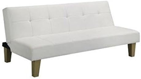 DHP Aria Futon Couch, Tufted Faux Leather Upholstery - White