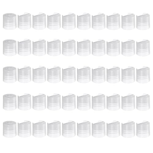 sourcing map 50 tappi superiori a disco in plastica PP, 28/410, tappi di ricambio durevoli per bottiglie da spremere, bottiglie ricaricabili, in plastica, vuoti, shampoo, trasparenti