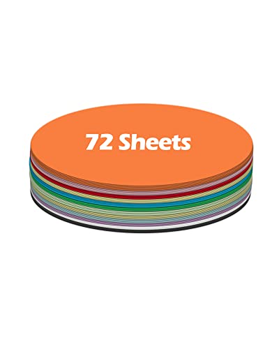 Ezyaid Cardstock Paper Circles With Assorted Colors, Thick Cardstock 6 Inches Cutout Round Shape For Kids Arts And Crafts, Circular 92Lb/250Gsm Pre-Cut Heavy Card Stock 72 Sheets #TOP6