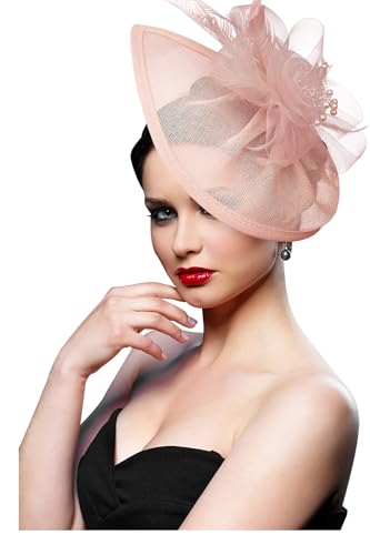 Image of DRESHOW Women Fascinator Hats Tea Party Hat Vintage Pillbox Hat Headband for Cocktail