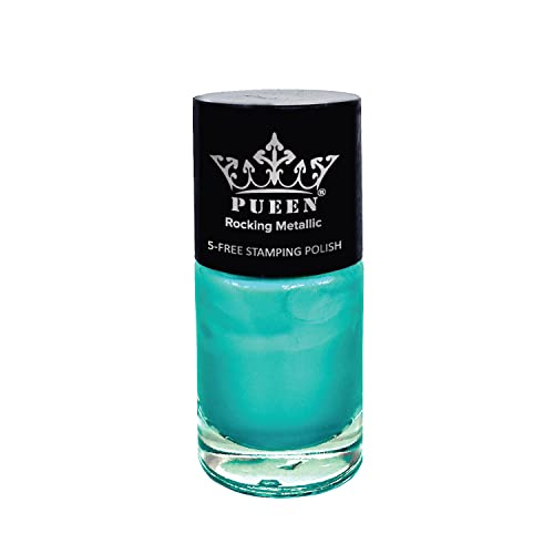 PUEEN Rocking Metallic Nail Polish For Nail Stamping Big 5-FREE Formula Nail Color Lacquer (608 Cool Aqua)-BH000582 PUEEN Rocking Metallic Nail Polish For Nail Stamping Big 5-FREE Formula Nail Color Lacquer (608 Cool Aqua)-BH000582