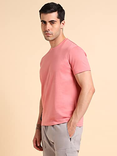 Image of Dennis Lingo Men's Cotton Slim Fit Solid Round Neck T-Shirt