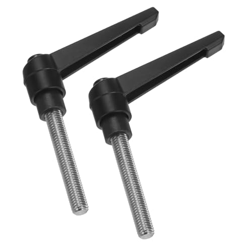 Image of uxcell 2pcs Clamping Lever Handles, M8 x 50mm 304 Stainless Steel Threaded Male Stud, Adjustable Handles Locking Quick Release Ratchet Push Button Bolt Knobs, Black