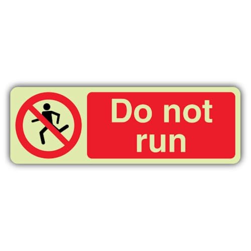 Panneau photoluminescent Do Not Run V Safety en plastique rigide de format paysage 750x250 mm