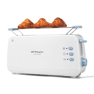 Orbegozo TO 4012, Tostadora pan 850 W, 7 niveles de tostado, calienta panecillos, función descongelación y parada rápida, bandeja recogemigas, desconexión automática, color blanco