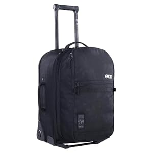 EVOC TERMINAL Bag 40+20l Reisetrolley, Reisetasche mit angeschlossenem Rucksack (Teleskopgriff, austauschbare Skate-Rollen, extra leicht, Handgepäckgröße, stabile Eva-Bodenkonstruktion), Black