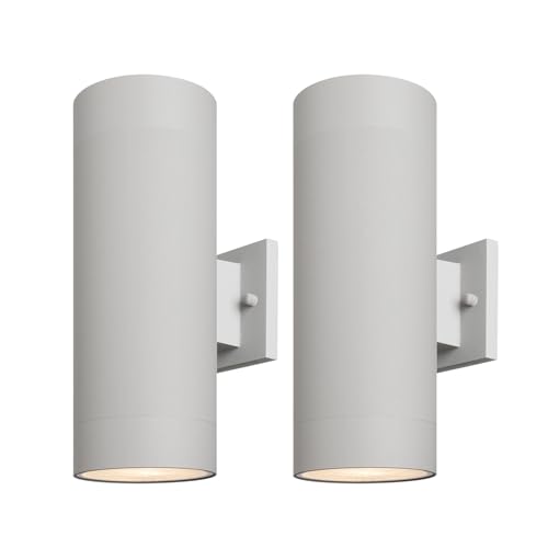 Image of mirrea 14 inch Modern Outdoor Porch Light in 2 Lights, Matte Gray, 2 Pack