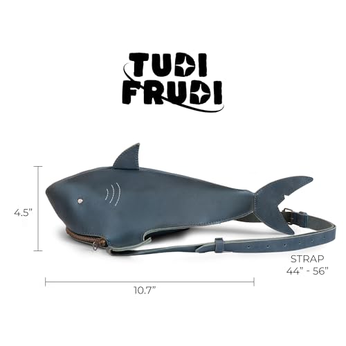 Image of Shark-Shaped Shoulder Bag with Adjustable Strap, Crossbody Bag, Messenger Bag, Full Grain Leather, Handmade
